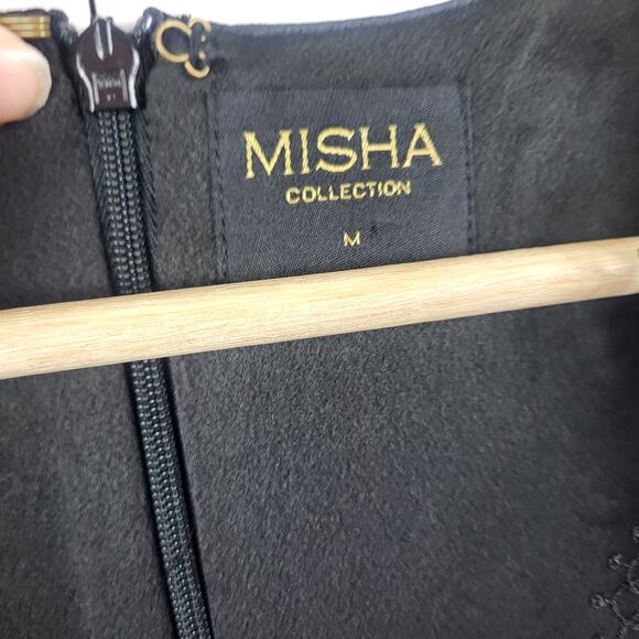 Misha Collection Paulina Scalloped Lace Trim Sheath Cocktail Mini Dress | M - Picture 11 of 13